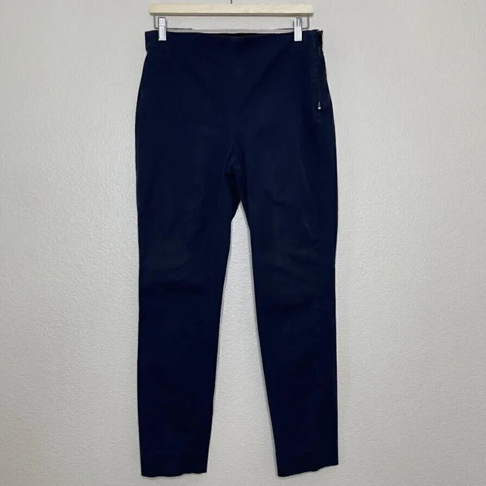 Everlane Blue Stretch Ankle Crop Side Zip Work Career Trouser Pull On Pants